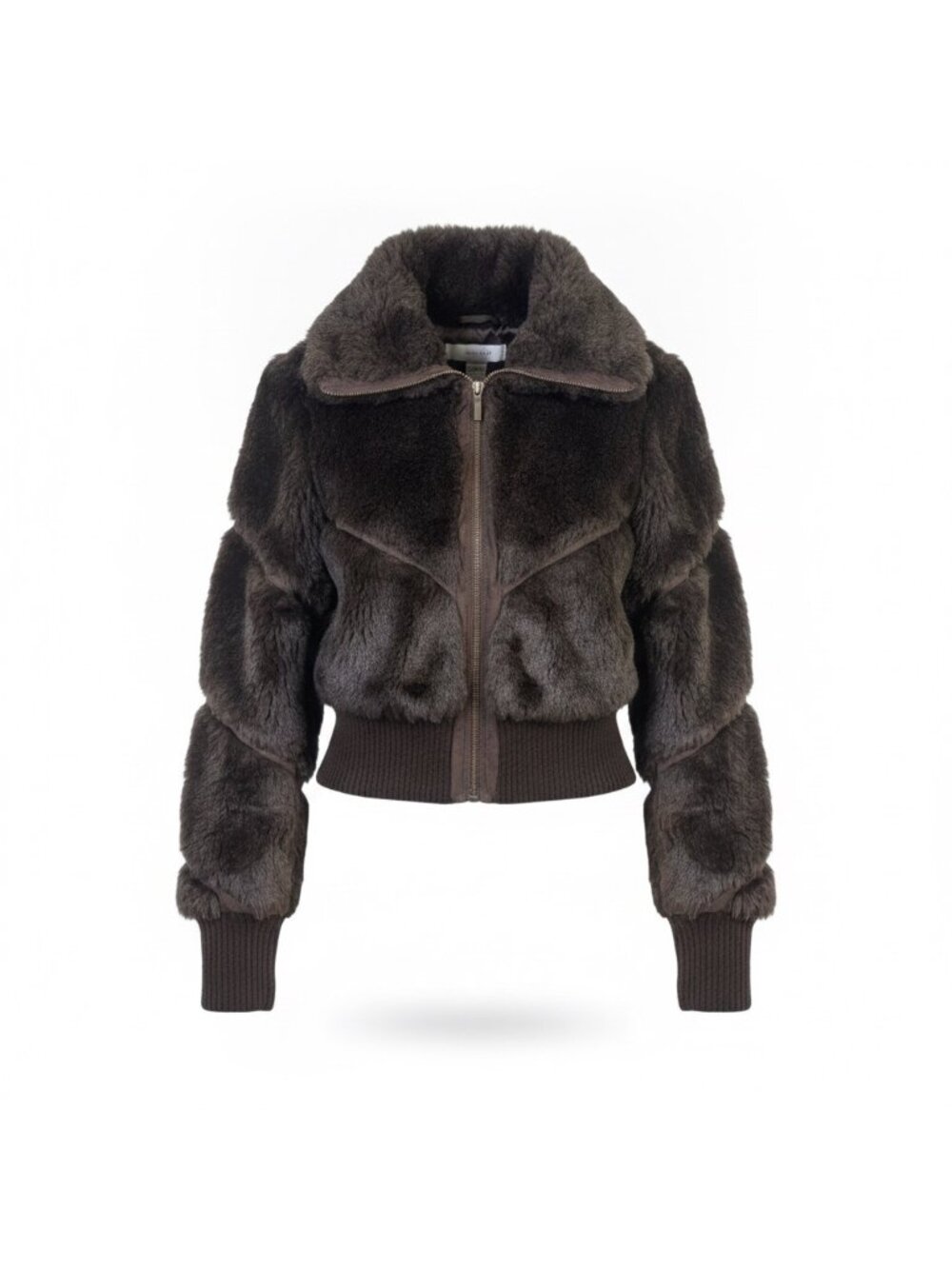 Zara Trafaluc Womens Brown Faux Fur Jacket Fitted Size S USA